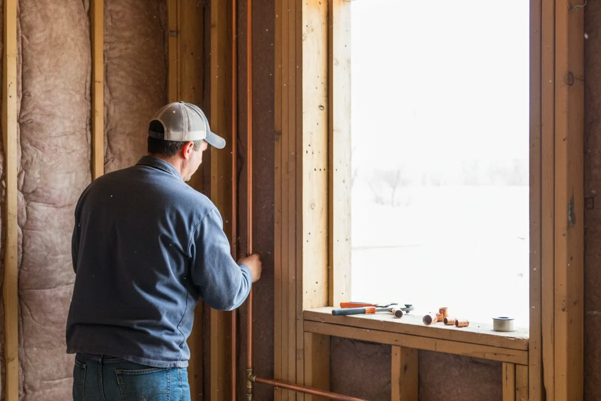 Licensed plumber running new copper supply lines in a Hamburg home