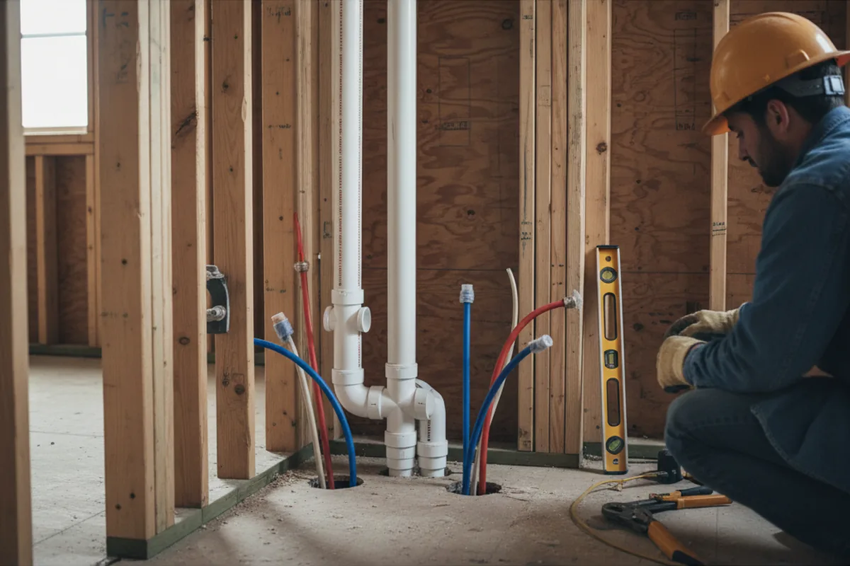 Drain and supply rough-in during Garbage Disposal Repair in Hamburg